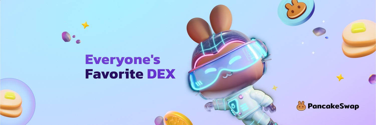 Astronaut bunny beside "Everyone's Favorite DEX" and PancakeSwap branding